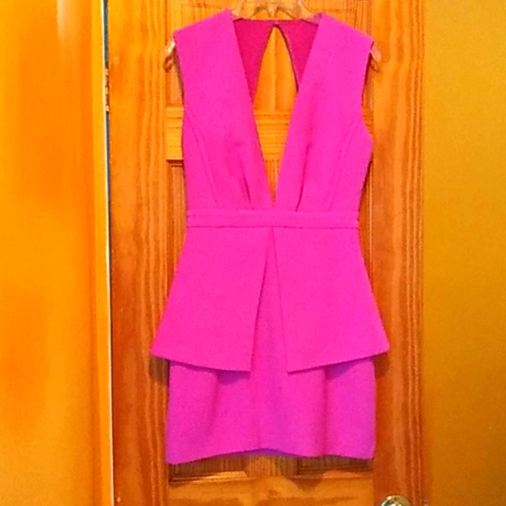 Finders Keepers Pink Cut Out Peplum Dress